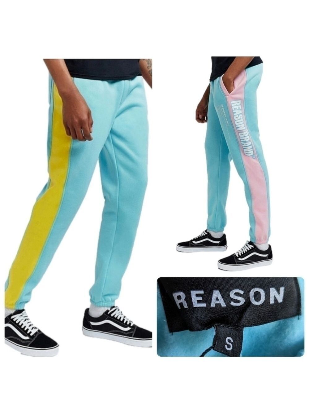 Reason Clothing Pastel Colorblock logo joggers